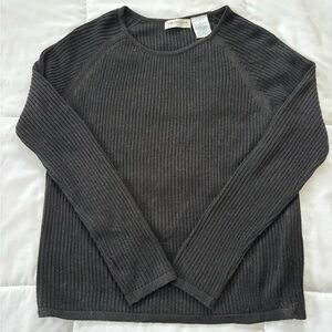 80s Liz Claiborne Shimmery Black Ribbed Top/Sweater